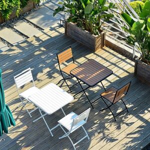 Outdoor table and chairs,patio table and chairs,patio 3-Piece Steel Foldable Bistro Set,Suitable for balcony terrace garden bistro restaurant barcamping and dining parties,4 colors available ( Color :