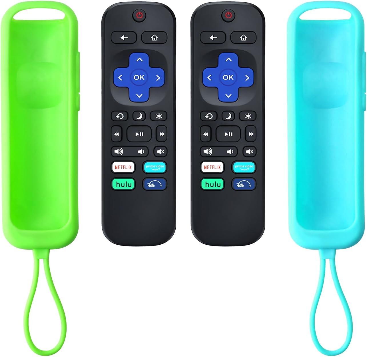 Replacement Remote Controls for Roku TV with Soft Protective Case,Compatible with TCL, Hisense, Onn, Sharp, Element, Westinghouse, and Philips Roku Series Smart TVs【Not for Roku Stick】【Pack of 2】