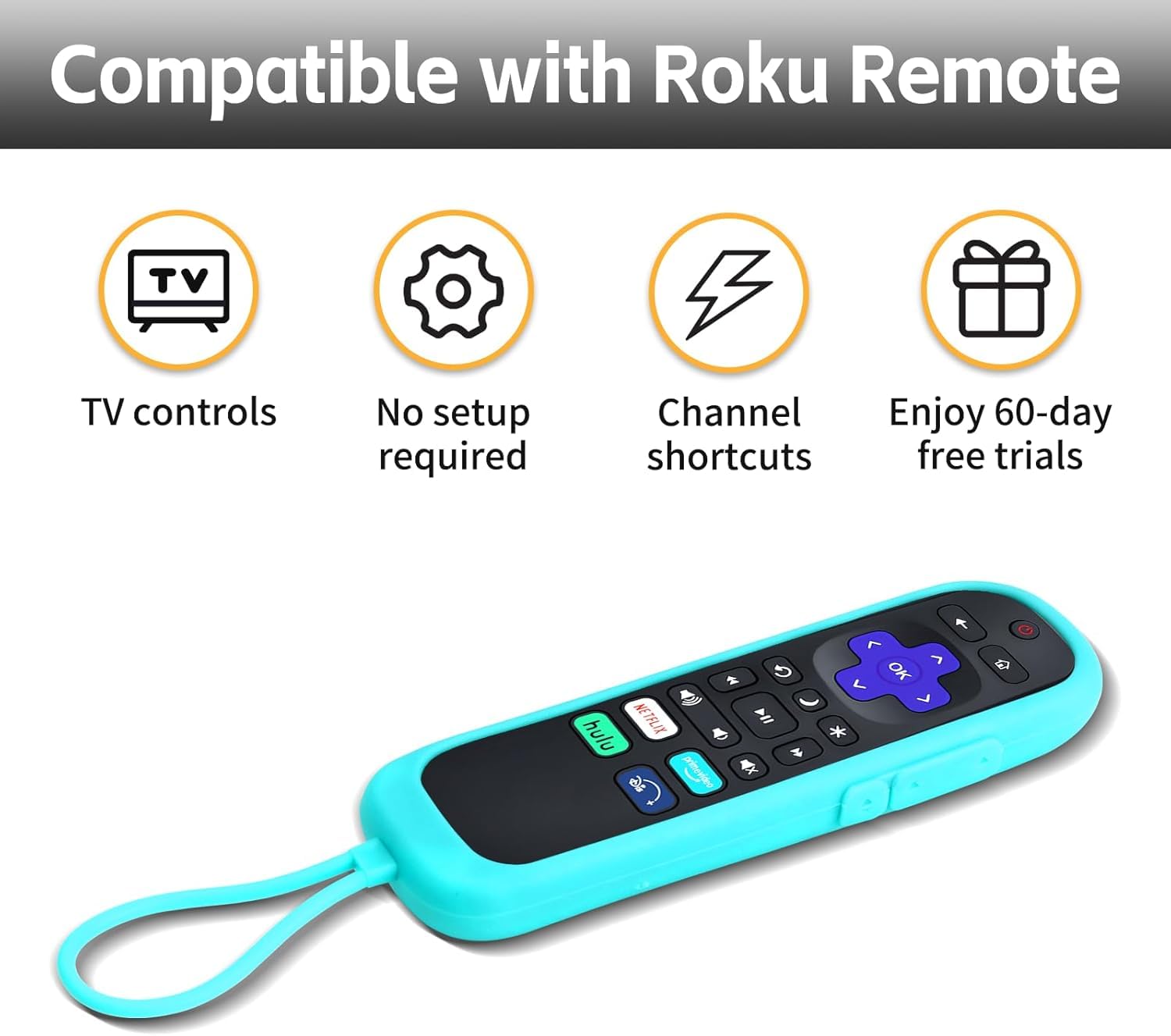 Replacement Remote Controls for Roku TV with Soft Protective Case,Compatible with TCL, Hisense, Onn, Sharp, Element, Westinghouse, and Philips Roku Series Smart TVs【Not for Roku Stick】【Pack of 2】