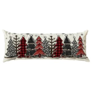 AVOIN colorlife Watercolor Red and Black Buffalo Plaid Christmas Trees Long Lumbar Pillow Cover 14 x 36 Inch, Winter Holiday Long Body Pillow Case for Bed Sofa Bench