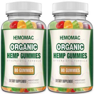 hemomac 2 packs natural hemp gummies high potency pure hemp oil advanced - extra strength organic hemp grown in usa, vegan, non-gmo, edibles for adults