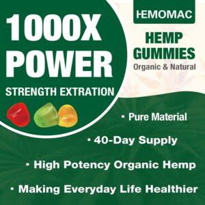 HEMOMAC 2 Packs Natural Hemp Gummies High Potency Pure Hemp Oil Advanced - Extra Strength Organic Hemp Grown in USA, Vegan, Non-GMO, Edibles for Adults