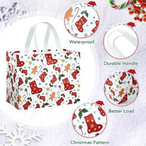 JMANNI Gift Bags (6pc) - Christmas Bags with Tissue Paper & Cards, Non-Woven, Durable, Reusable, for Gifts Wrapping, Holiday Parties & Shopping