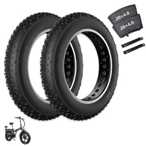 20x4 fat bike tire replacement kit, 20x4.0 inch electric bicycle snow mountain e-bike tires, folding ebike fat tire tubes and tire levers compatible wide mountain snow bike tires 2pcs