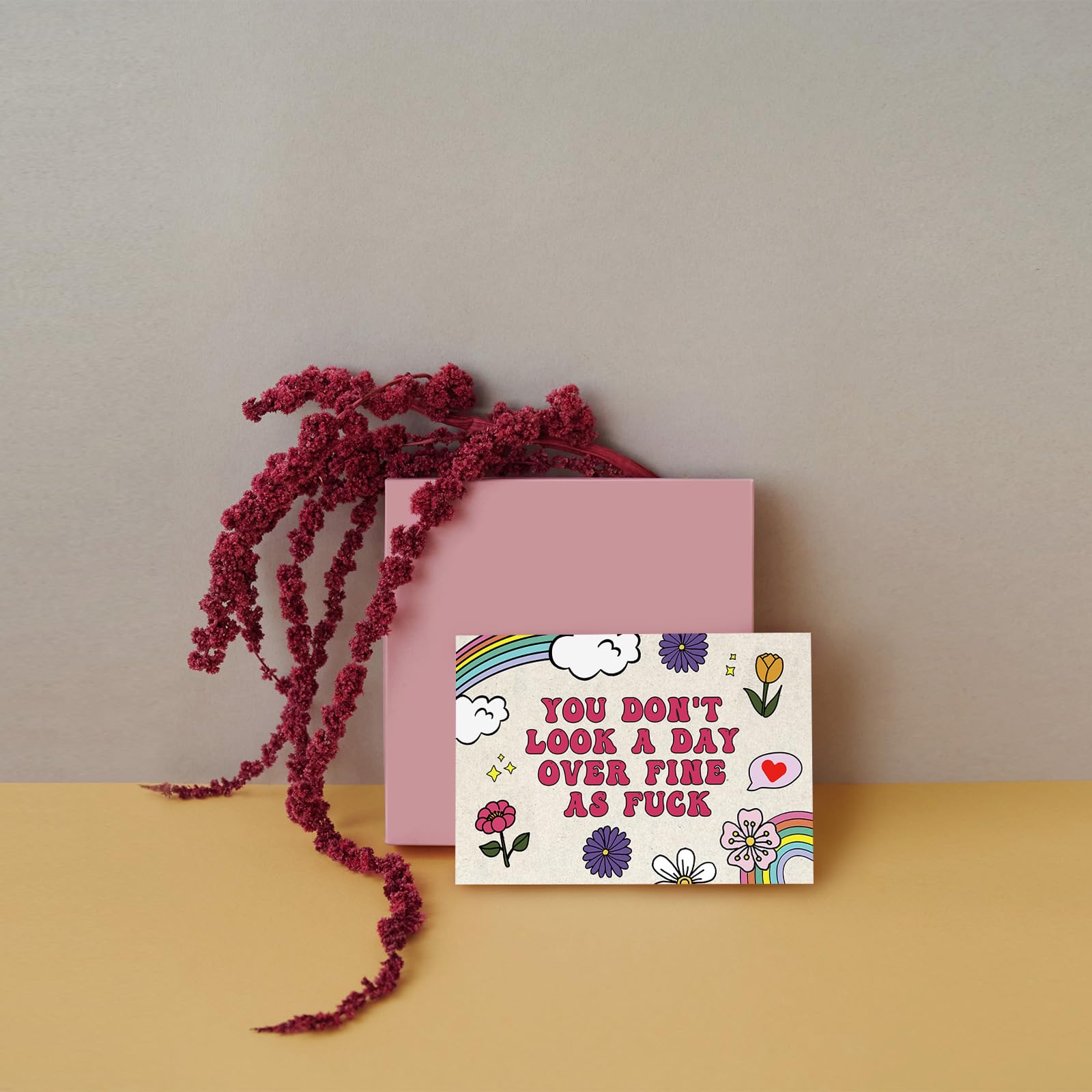 SuperShunhu Funny Birthday Card for Her, Birthday Gift for Girlfriend Wife, Happy Birthday Card for Friend Bestie, You Don’t Look A Day Over Fine AF Card