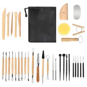 vosyinm clay tools kit 34 pcs complete clay sculpting kit,modeling clay tools for pottery craft carving drawing dotting molding,gifts for beginners,pottery makers