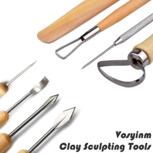 Vosyinm Clay Tools Kit 34 PCS Complete Clay Sculpting Kit,Modeling Clay Tools for Pottery Craft Carving Drawing Dotting Molding,Gifts for Beginners,Pottery Makers