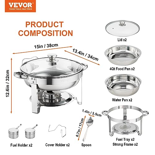 VEVOR Chafing Dish Buffet Set, 2 Packs-B, Silver