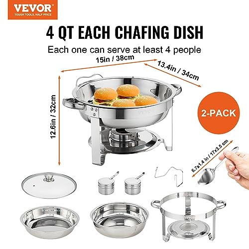 VEVOR Chafing Dish Buffet Set, 2 Packs-B, Silver