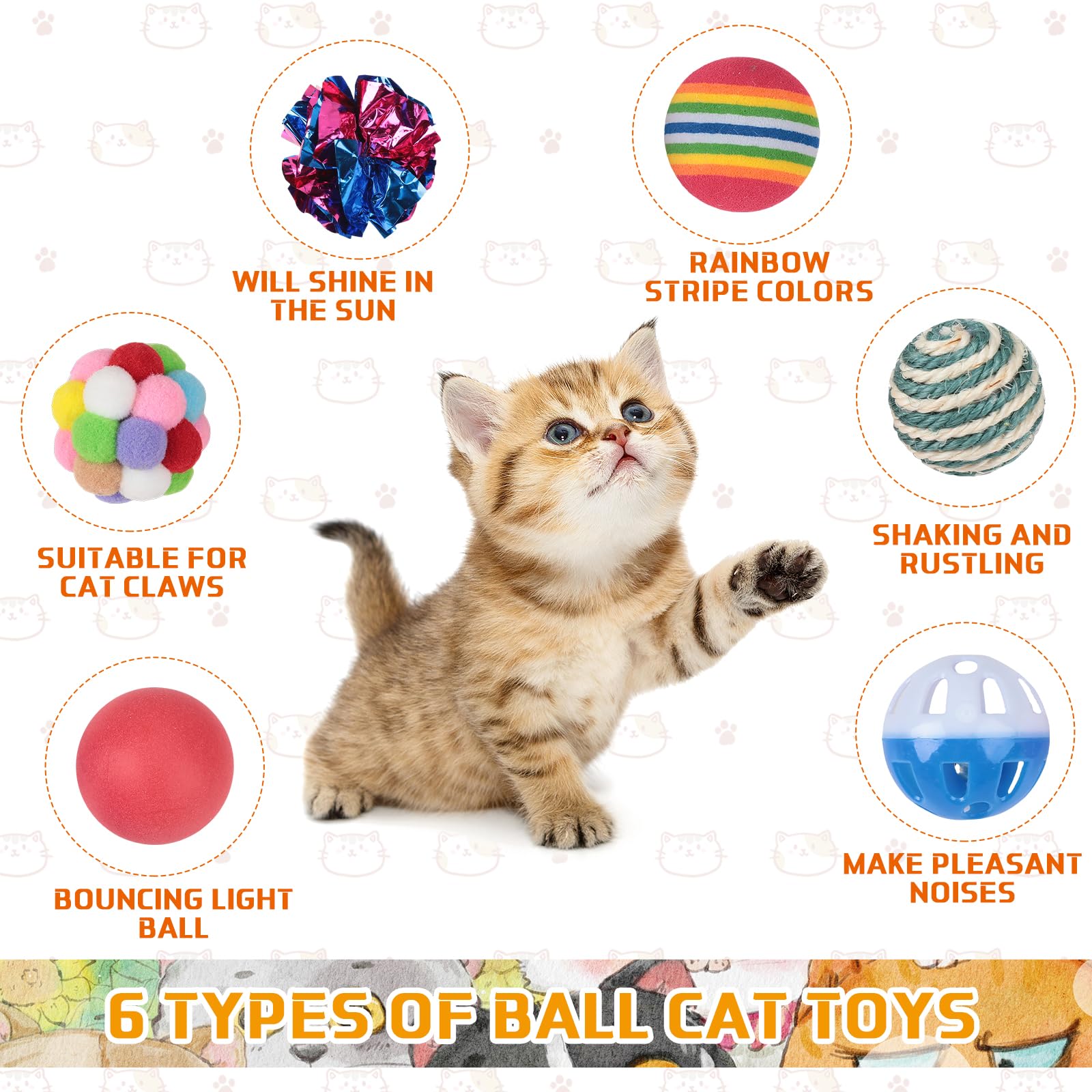 Shappy 150 Pcs Cat Ball Toys Bulk Include 30 Mice Toy 10 Rainbow Balls 4 Lattice Balls 4 Sisal Balls 20 Table Tennis Balls 20 Plush Balls 32 Springs 18 Crinkle Balls 2 Caged Rat Balls 10 Bell Balls