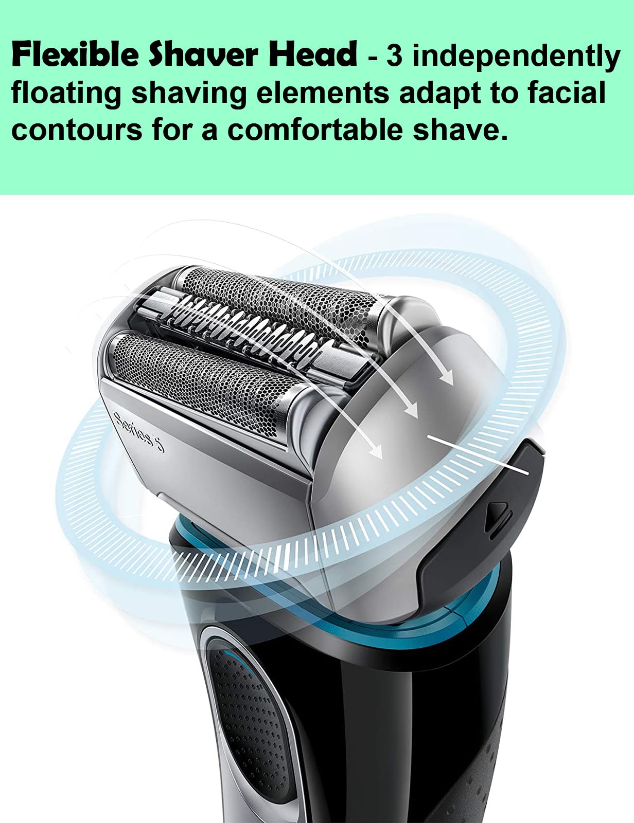 Series 5 Replacement Head 52S for Braun Electric Shaver, S5 Wet and Dry Replacement Head Compatible with Braun Series 5 Replacement Foil and Cutter, 52S Replacement Head Fit 5190cc 5090 5020 (2 Count)