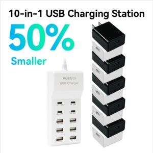 Puikfyni Portable USB C Charging Station,USB-C 4-Ports, Hub 10-Ports USB Charger Dock for Multiple Devices Phones Tablet Smartwatch Headphones Speakers (Ivory USBC)