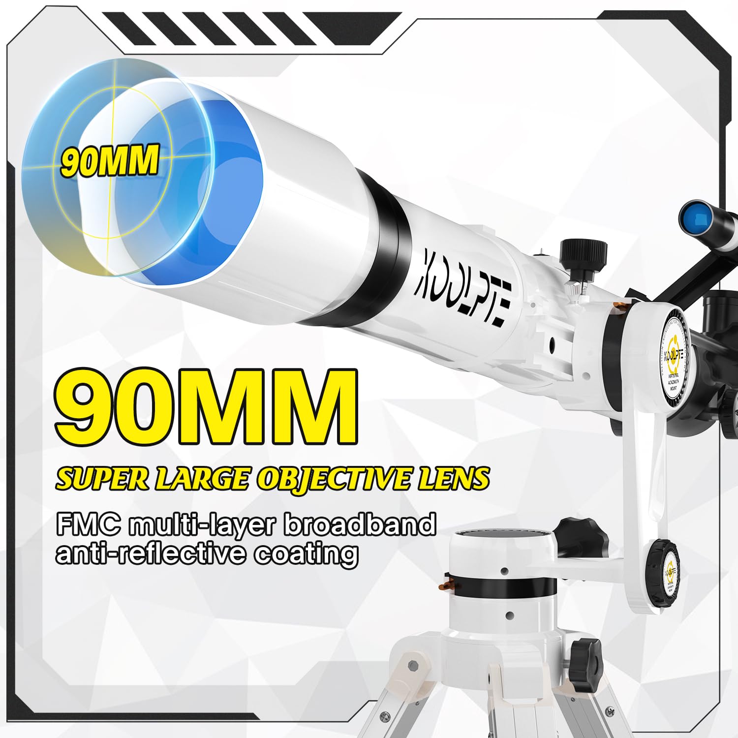 Telescope with Digital Eyepiece - Astronomy Refracting Telescope 90mm Aperture 900mm Vertisteel Altazimuth Mount, Compact and Powerful for Beginners,Professionals and Kids, Perfect for Observing White