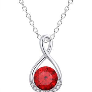 MIDDLUX Infinity Birthstone Necklaces for Women Girl, Stainless Steel, Cubic Zirconia