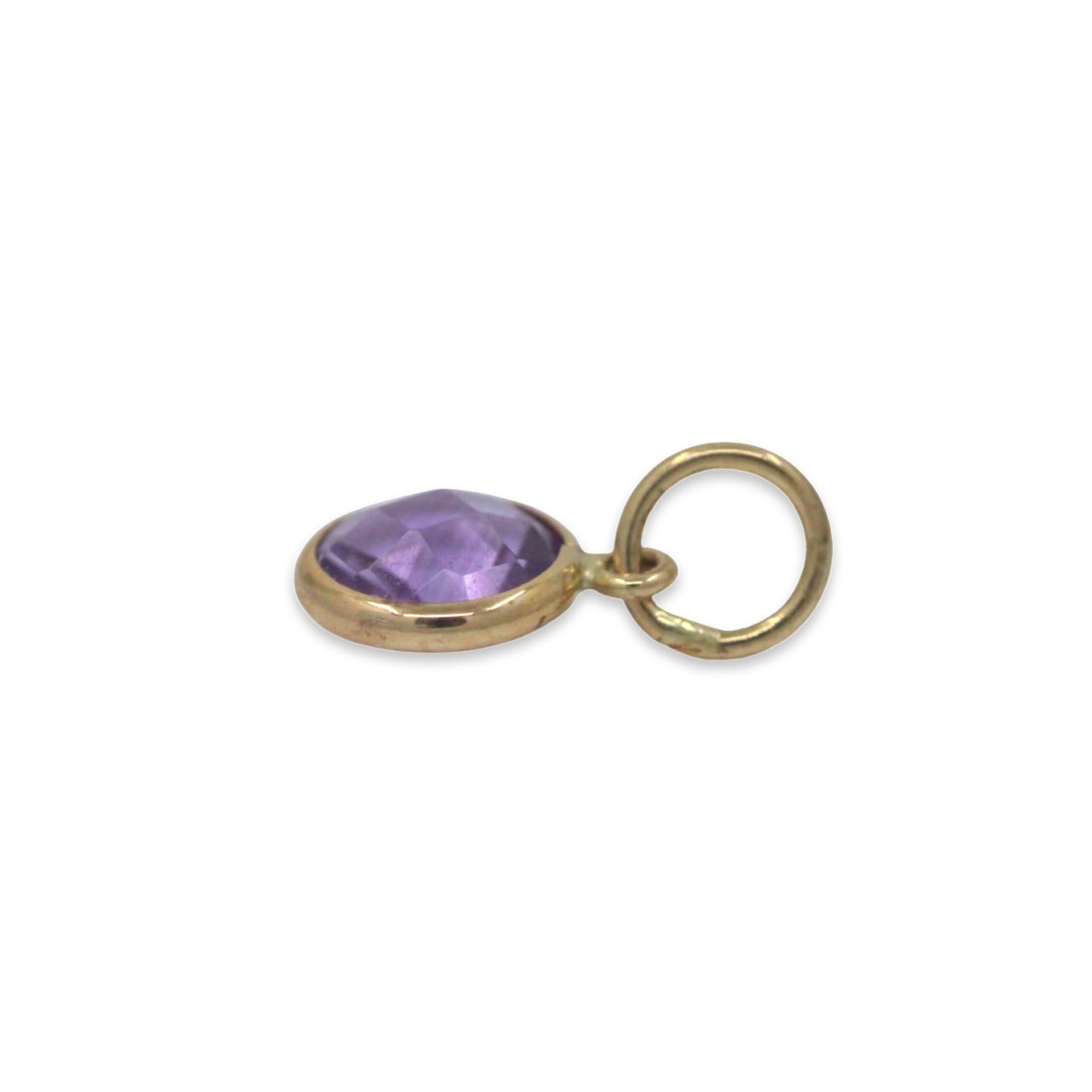 Pink Amethyst Charm 6mm Round Checkerboard-Cut Handmade In 14k Yellow Gold