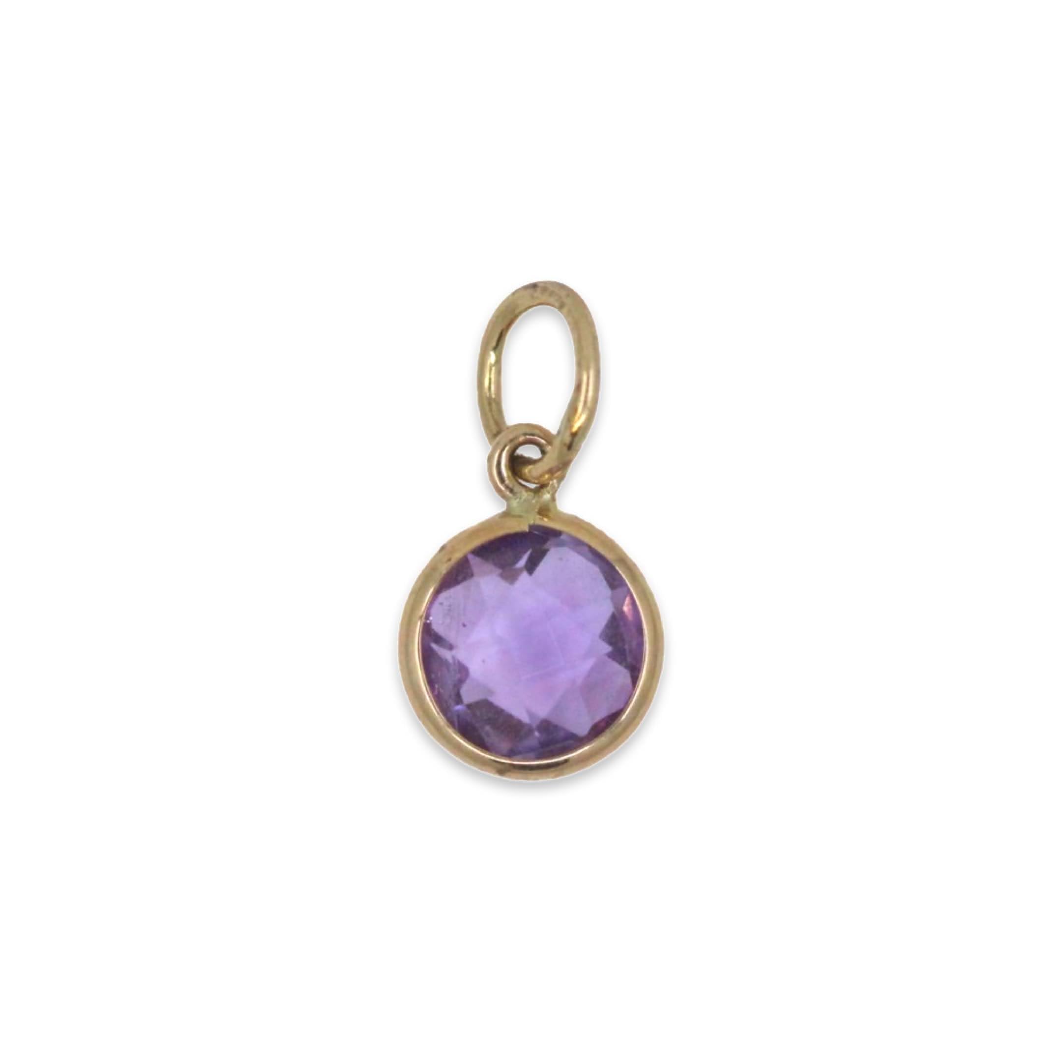 Pink Amethyst Charm 6mm Round Checkerboard-Cut Handmade In 14k Yellow Gold