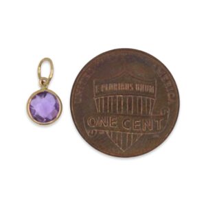 Pink Amethyst Charm 6mm Round Checkerboard-Cut Handmade In 14k Yellow Gold