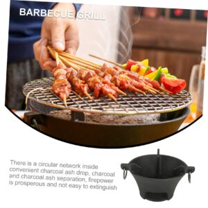 Yardwe 2 Pcs Grill Camping Barbecue Stove Compact Barbecue Tool Japanese Charcoal Korean Bbq Indoor Stove Mini Hibachi Iron Charcoal Fire Stove Round Iron Stove Heavy Combustion Furnace