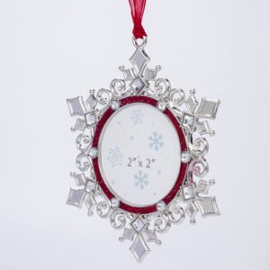 West style 2023 Snowflake Christmas Tree Ornaments Metallic Picture Frame Hanging Home Deco Hanging Pendant Holiday Keepsake Gift (Red, A Snowflake)