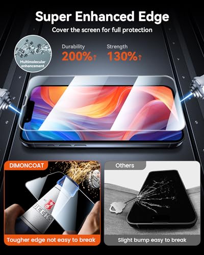 DIMONCOAT 4-PACK for iPhone 13 Pro Max/iPhone 14 Plus Screen Protector [10X Military Protection] [Easy Installation Frame] Compatible iPhone 13 Pro Max/iPhone 14 Plus 6.7'' HD 9H Tempered Glass