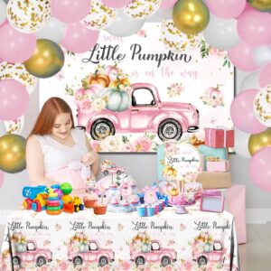 Little Pumpkin Baby Shower Decorations for Girl|, A Sweet Little Pumpkin Is on the Way Pink Backdrop Balloon Garland Kit for Fall Autumn Thanksgiving Baby Shower Background Party Supplies