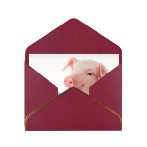 Funny Pig Hanging On Fence Thank You Cards With Envelopes, Blank Greeting Note Cards With Envelopes Blank Inside, Funny Birthday Cards For Women Men, Thank You Card For Wedding Business,Graduation