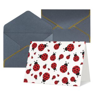 pailon fresh ladybug thank you cards with envelopes, blank greeting note cards with envelopes blank inside, funny birthday cards for women men, thank you card for wedding business,graduation