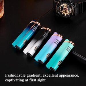 Inflated Torch Lighter, Gradient Windproof Lighter, Gas Lovely Lighter, Mini Adjustable Butane Jet Flame Lighter, Metal Lighters for Women Men Outdoor Indoor