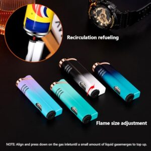 Inflated Torch Lighter, Gradient Windproof Lighter, Gas Lovely Lighter, Mini Adjustable Butane Jet Flame Lighter, Metal Lighters for Women Men Outdoor Indoor