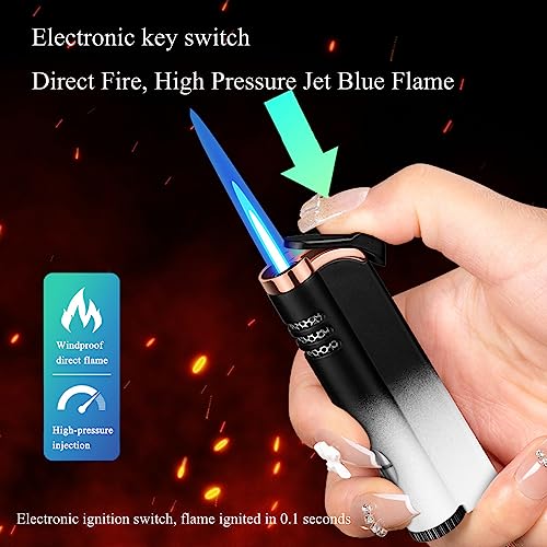 Inflated Torch Lighter, Gradient Windproof Lighter, Gas Lovely Lighter, Mini Adjustable Butane Jet Flame Lighter, Metal Lighters for Women Men Outdoor Indoor