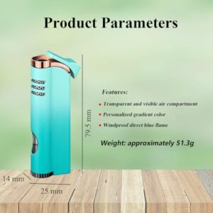 Inflated Torch Lighter, Gradient Windproof Lighter, Gas Lovely Lighter, Mini Adjustable Butane Jet Flame Lighter, Metal Lighters for Women Men Outdoor Indoor