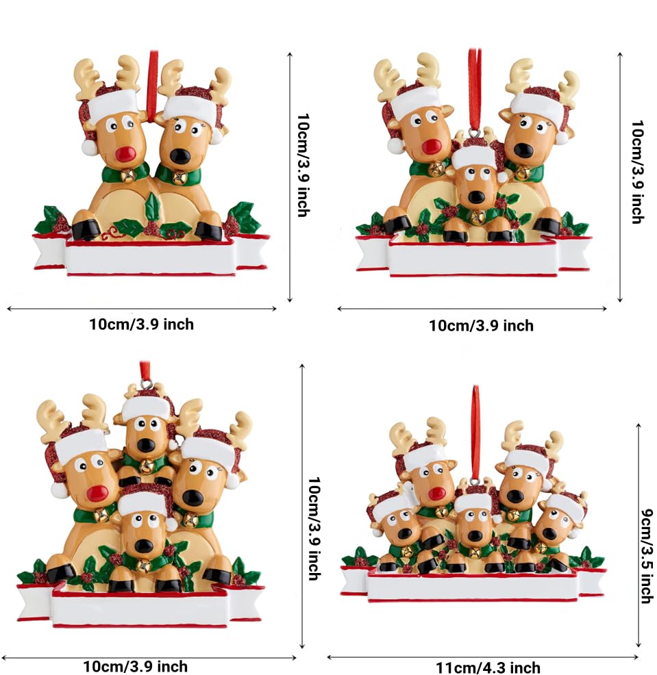 2023 Christmas Personalized Ornament Deer Families of 2, 3, 4, 5, 6 Personalized Xmas Ornament 2023 - Tree Hanging Ornaments Cute Winter Gift New Year Durable Xmas Home Decor