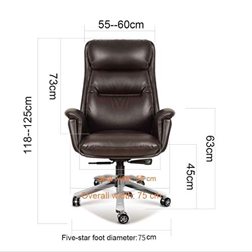 POCHY Family Office Chair High Back Large Seat Swivel Computer Chair PU Leather Tilt Function Simple Comfortable Sedentary Boss Chair (Color : White, Size : Grey)