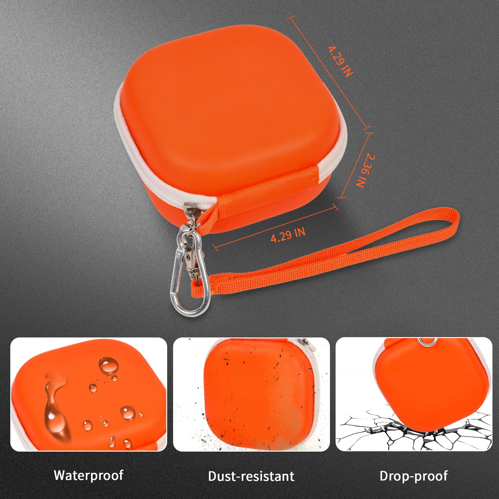 Boobowl Hard Case Compatible with SIMO/for Skyroam Solis Lite 4G LTE Portable WiFi Mobile Hotspot, Travel Router Storage Bag with Mesh Pocket for Rechargeable Batteries, Charger (Box Only)-Orange