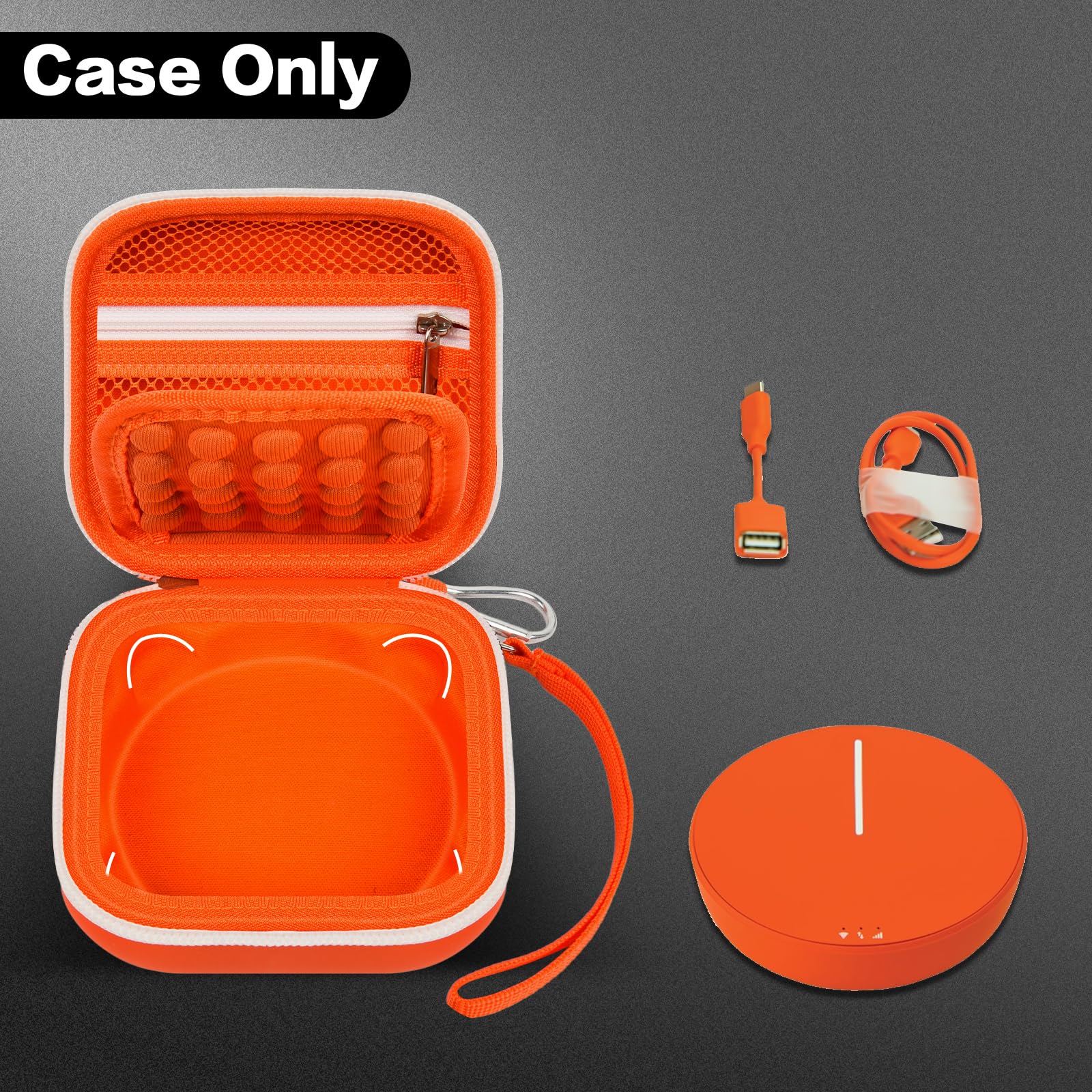 Boobowl Hard Case Compatible with SIMO/for Skyroam Solis Lite 4G LTE Portable WiFi Mobile Hotspot, Travel Router Storage Bag with Mesh Pocket for Rechargeable Batteries, Charger (Box Only)-Orange