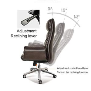 POCHY Family Office Chair Big and Tall Tilt Function Swivel Computer Chair PU Leather Simple Comfortable Sedentary Boss Chair (Color : White, Size : Technology Leather Grey)