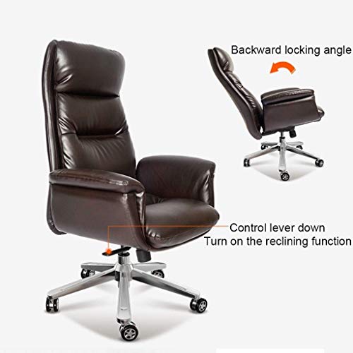 POCHY Family Office Chair Big and Tall Tilt Function Swivel Computer Chair PU Leather Simple Comfortable Sedentary Boss Chair (Color : White, Size : Technology Leather Grey)