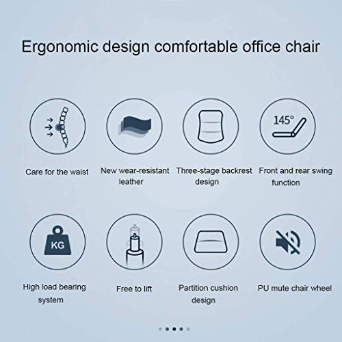 POCHY Family Office Chair Big and Tall Tilt Function Swivel Computer Chair PU Leather Simple Comfortable Sedentary Boss Chair (Color : White, Size : Technology Leather Grey)