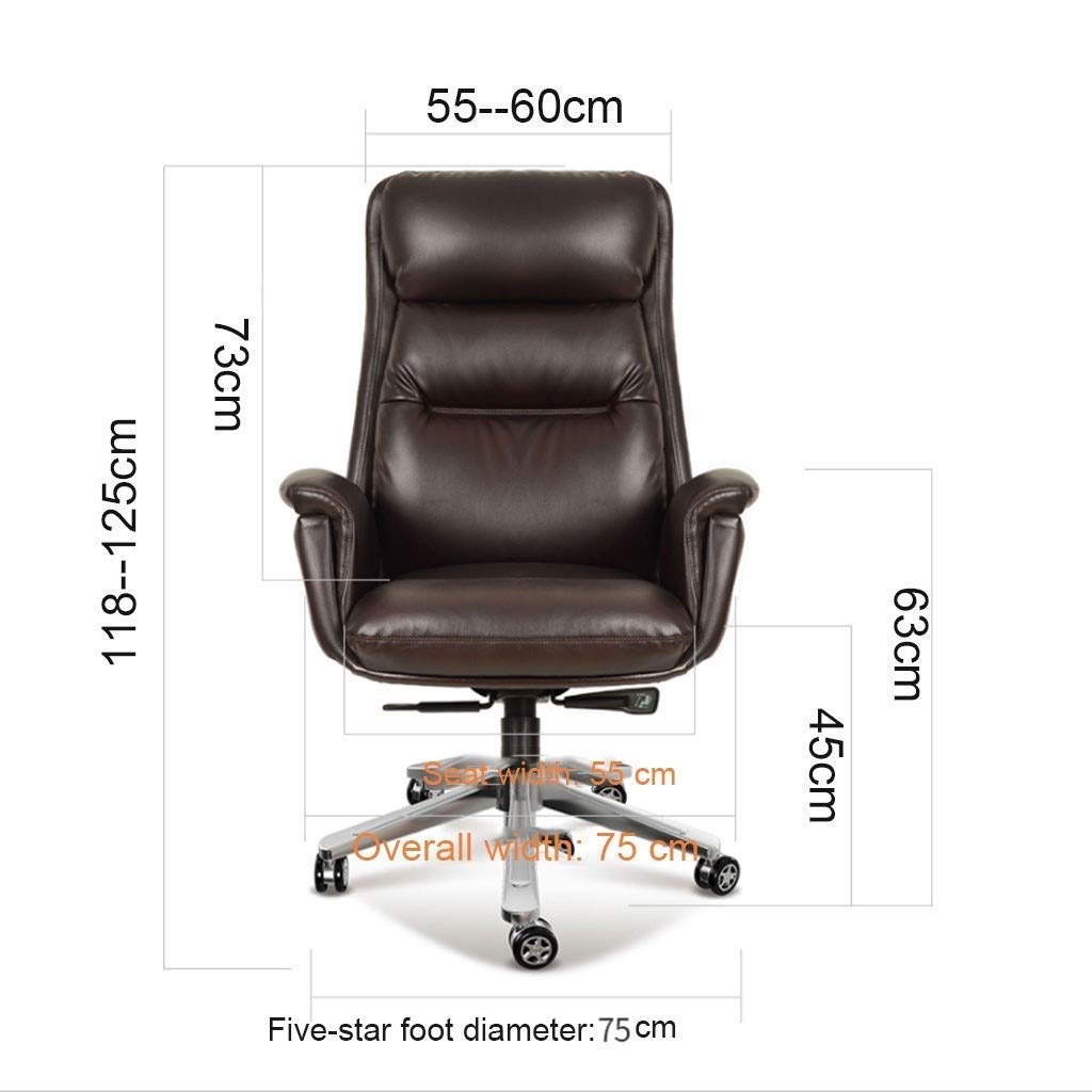 POCHY Family Office Chair Lumbar Support Tilt Function Swivel Computer Chair PU Leather Simple Comfortable Sedentary Boss Chair (Color : Technology Leather White, Size : Cowhide Grey)