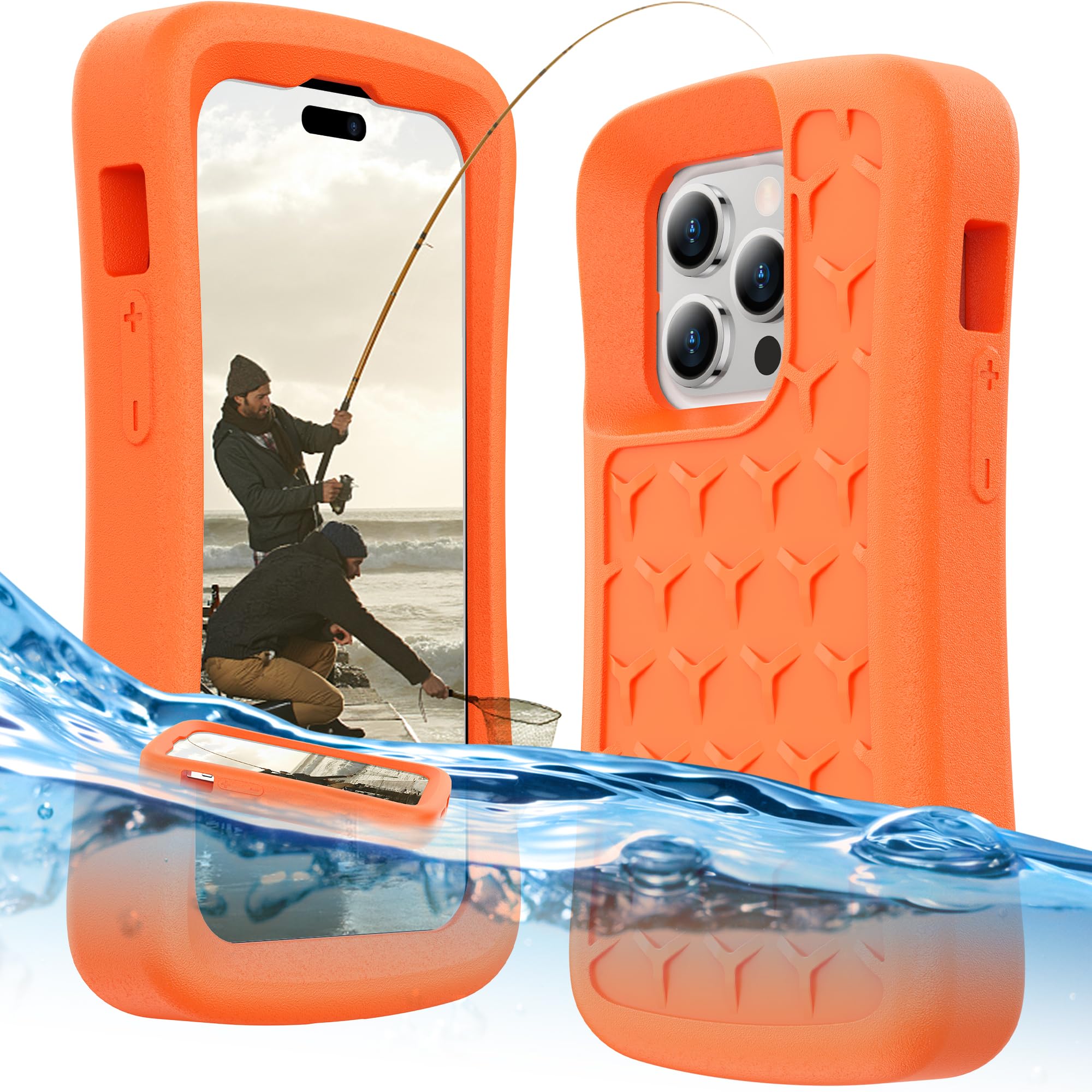 Temdan Floating Phone Case for iPhone 15 Pro Max/15 Plus/14 Pro Max/14 Plus/13 Pro Max/12 Pro Max Case,[24FT Military Dropproof] Shockproof Protective Floating Case 6.7 Inch Orange