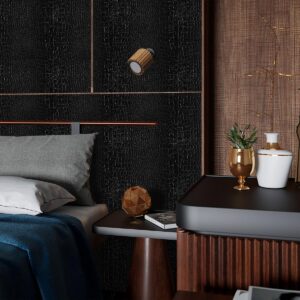 Nukofal Black Wallpaper Peel and Stick Crocodile Wallpaper Black Contact Paper Embossed Wallpaper Textured Wallpaper Peel and Stick Self Adhesive Removable Contact Paper for Walls 15.7inch X 118.1inch