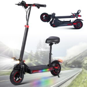 TYOKUM Electric Scooter Adults With Seat - 800W Adults Electric Scooter Up to 28MPH & 34Miles Range Fast Electric Scooter,48V 18Ah Electric Scooter for Adults Commuter Foldable Escooter with 10''Tires