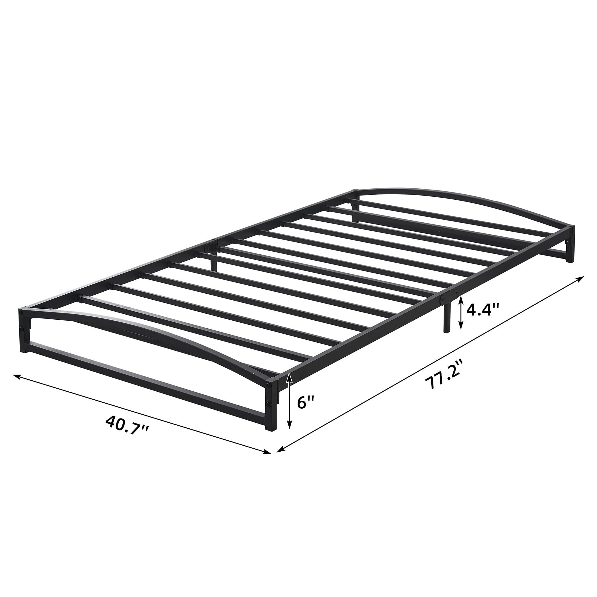 IDEALHOUSE Twin Bed Frame Low Profile, 6 Inches Black Metal Twin Size Platform Bed Frame, Mattress Foundation, No Box Spring Needed