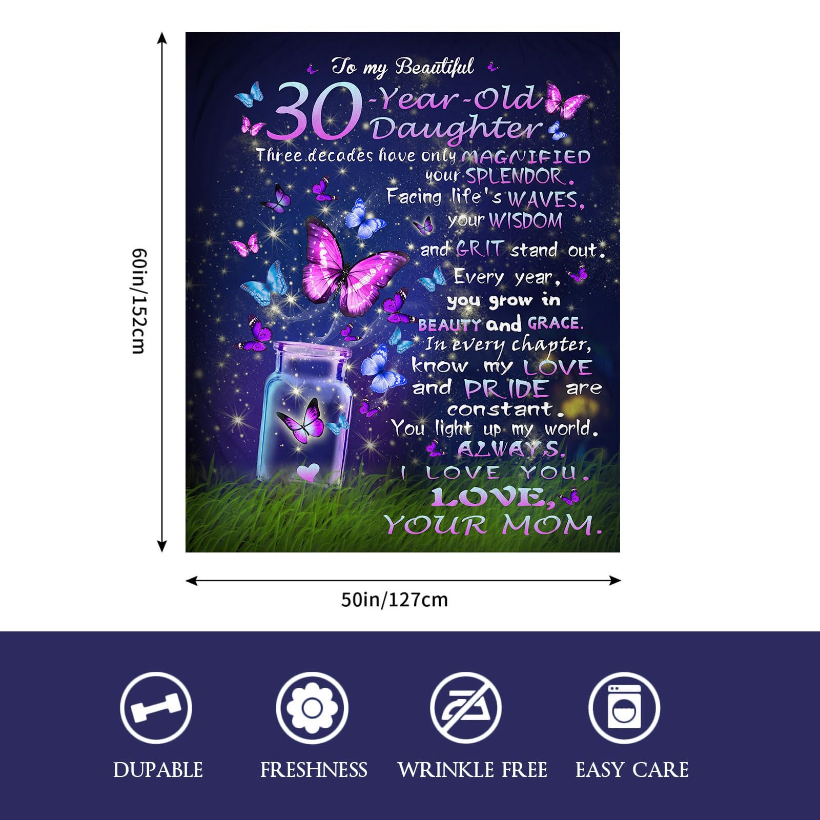 CUDEVS 30th Birthday Gifts for Her, 30th Birthday Gifts for Women, 30th Birthday Gifts Blankets, Gifts for 30th Birthday Woman, 30 Year Old Birthday Gifts for Women