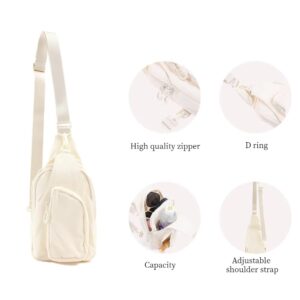 Small Sling Bag for Women, Small Crossbody Bags with Adjustable Strap,Lightweight Casual Daypack Backpacks for Travel Hiking (Ivory)