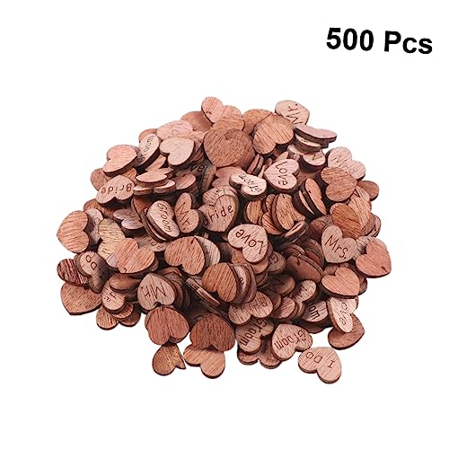 EXCEART 1000 Pcs Heart Table Buttons for Decor Wedding Decoration Heart Shape Patch Button Embellishments Heart Wood Slice Valentines Confetti Sewing Buttons Stickers Wood Grain Wooden