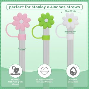 10pcs Flower Silicone Straw Covers Cap for Stanley Cup,Reusable Drinking Straw Covers Compatible for Stanley 30&40 Oz,Straw Toppers for Stanley Cups Accessories