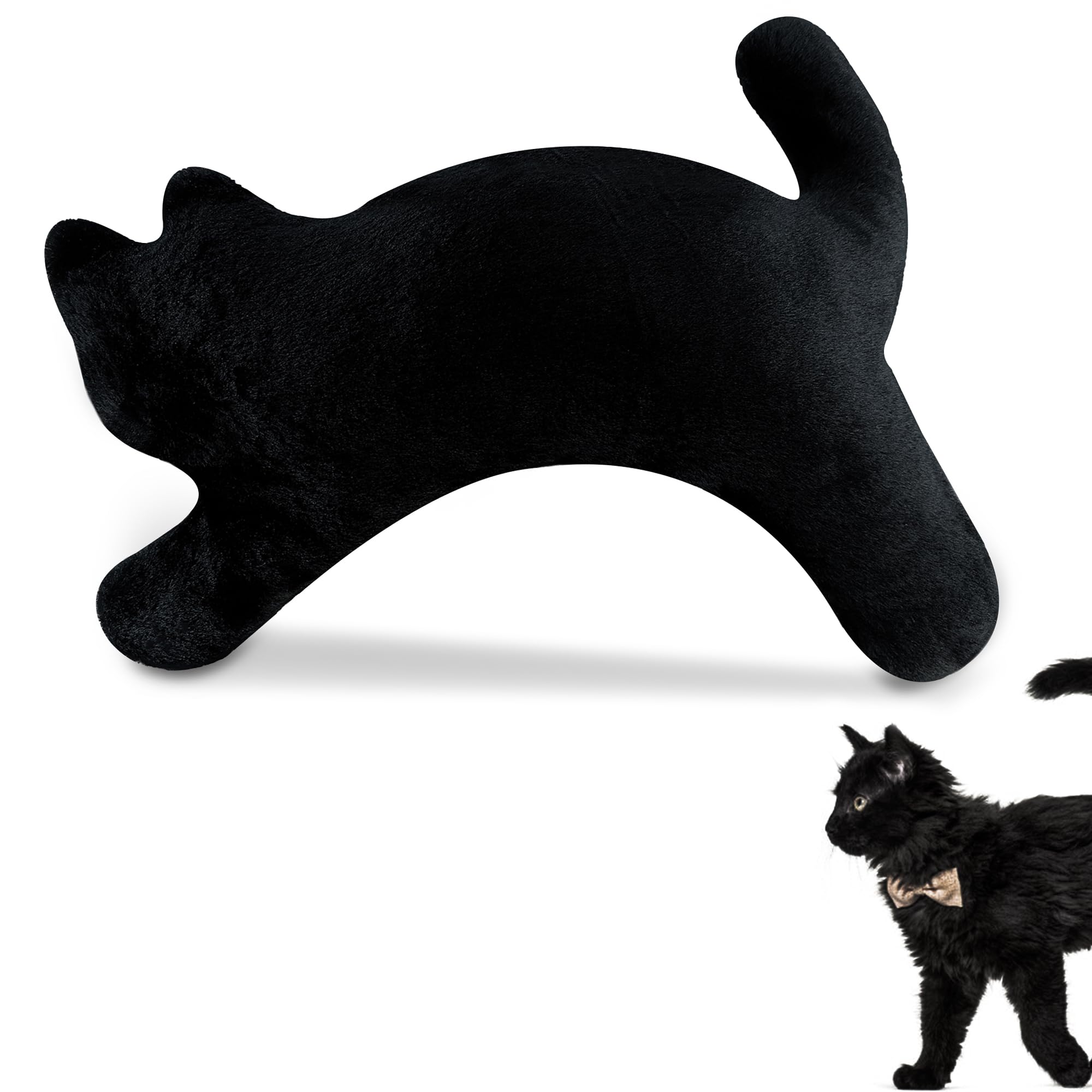 YOUBLEK Long Black Cat Plush Body Pillow, 39.3'' Soft Stuffed Animals Throw Pillows Gift for Girlfriend, Cute Plushies for Bed or Sofa (39.3 inches, Black)