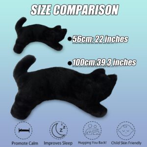 YOUBLEK Long Black Cat Plush Body Pillow, 39.3'' Soft Stuffed Animals Throw Pillows Gift for Girlfriend, Cute Plushies for Bed or Sofa (39.3 inches, Black)