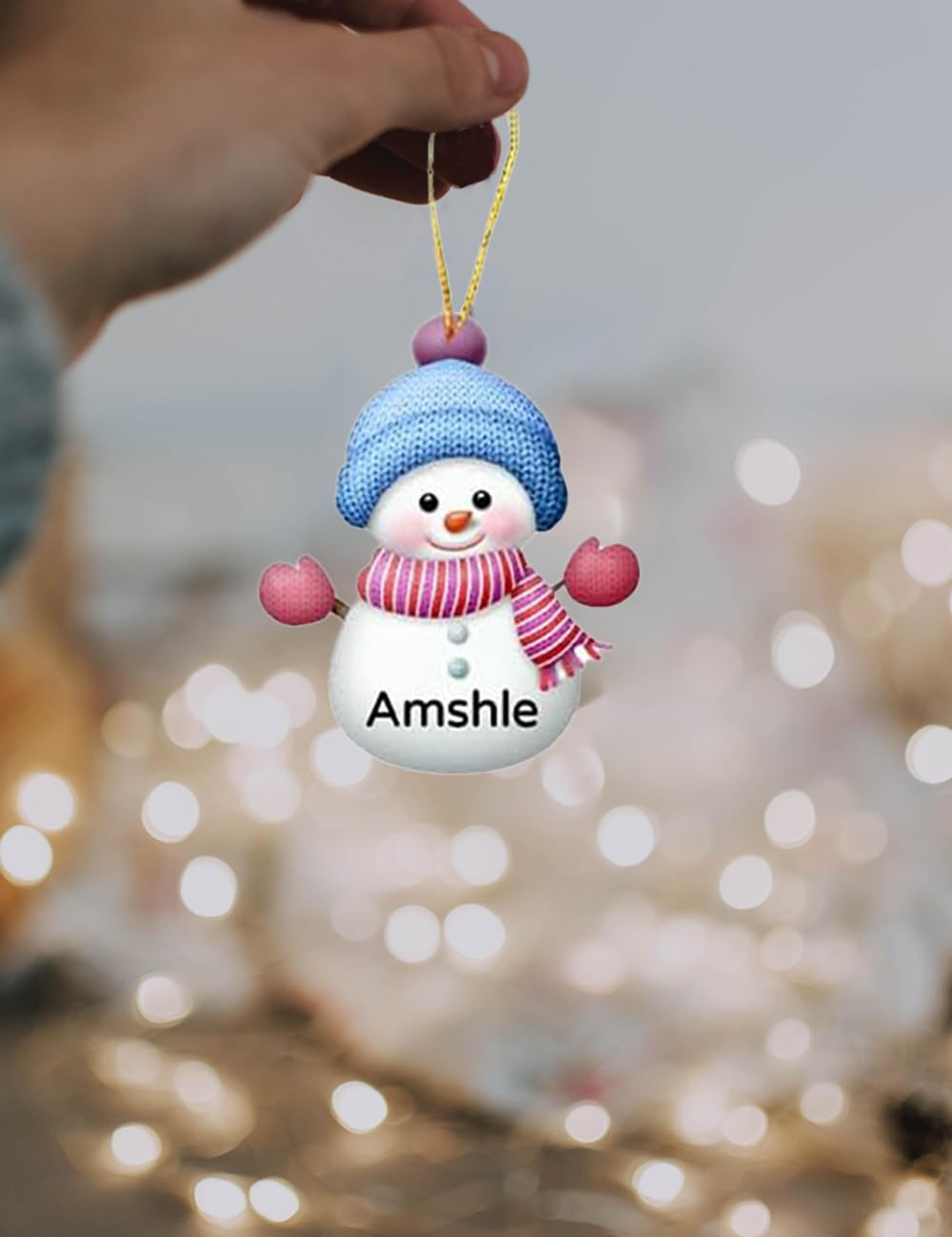 JeathFea Personalized Snowman Christmas Ornaments 2023 Custom Family Names to Christmas Tree Decoration 7 Colors Snowman to Choose Personalized Deco with Family Name